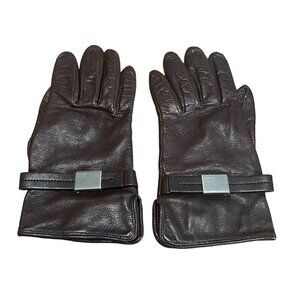 PRADA Lambskin Brown Gloves w/ Adjustable Prada Clasp #1376